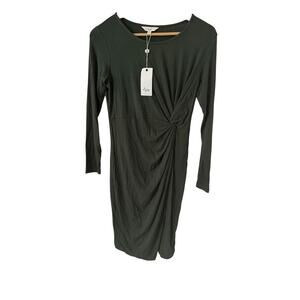 Ripe Maternity Dress Side Knot Jersey Dress Green Small NEW NWT Long Sleeve